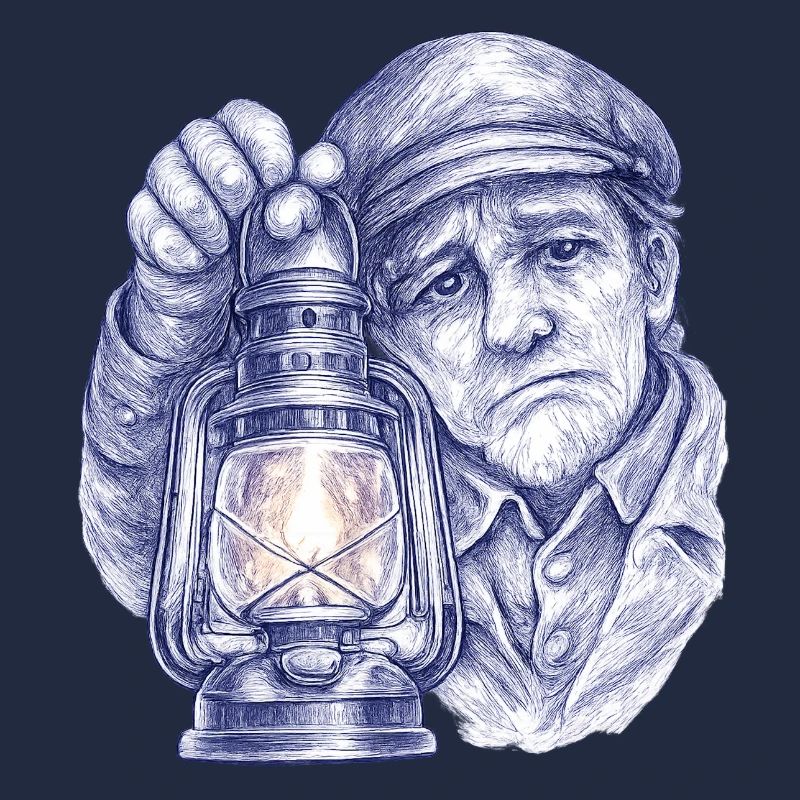 Älterer Mann mit Laterne