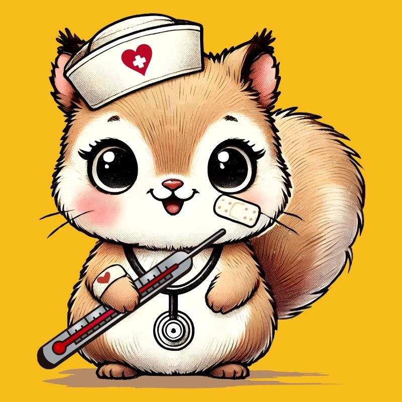 Adorable squirrel as a nurse