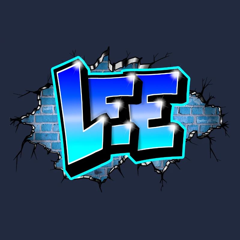 Graffiti LEE Blue Brick Risse