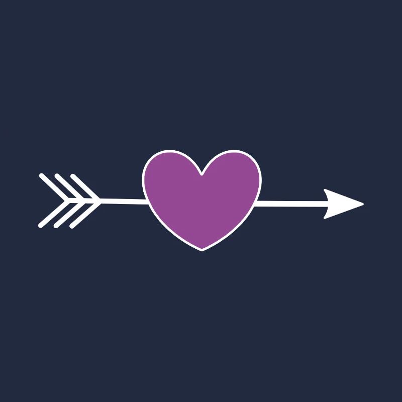 Coeur Violet Blanc avec Flèche Saint Valentin
