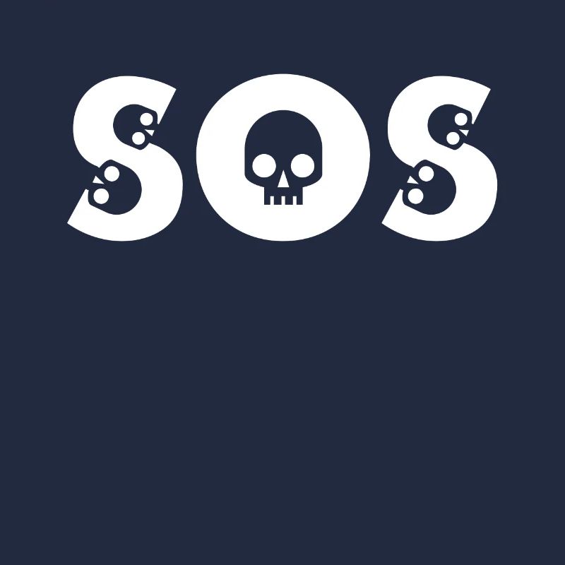 SOS Skull Design with Bones Comic Style