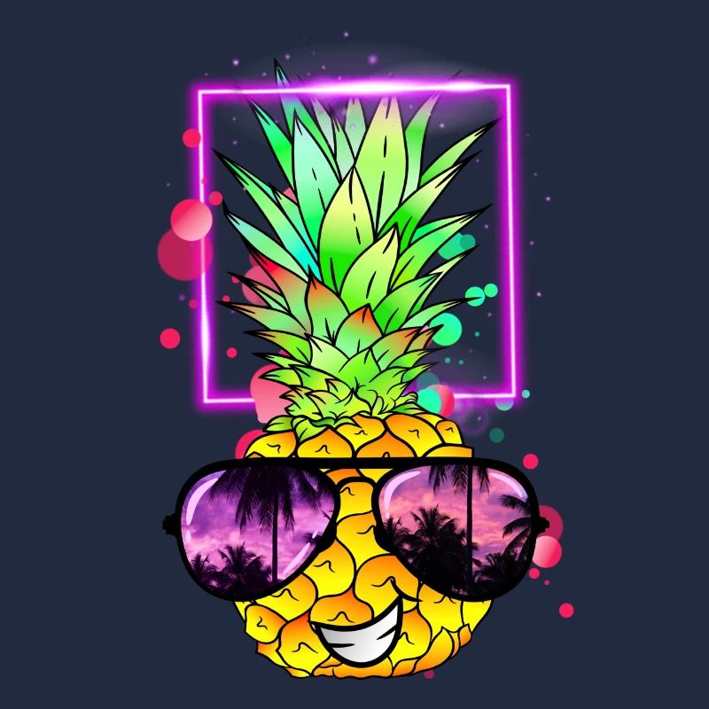 cool pineapple retro neon