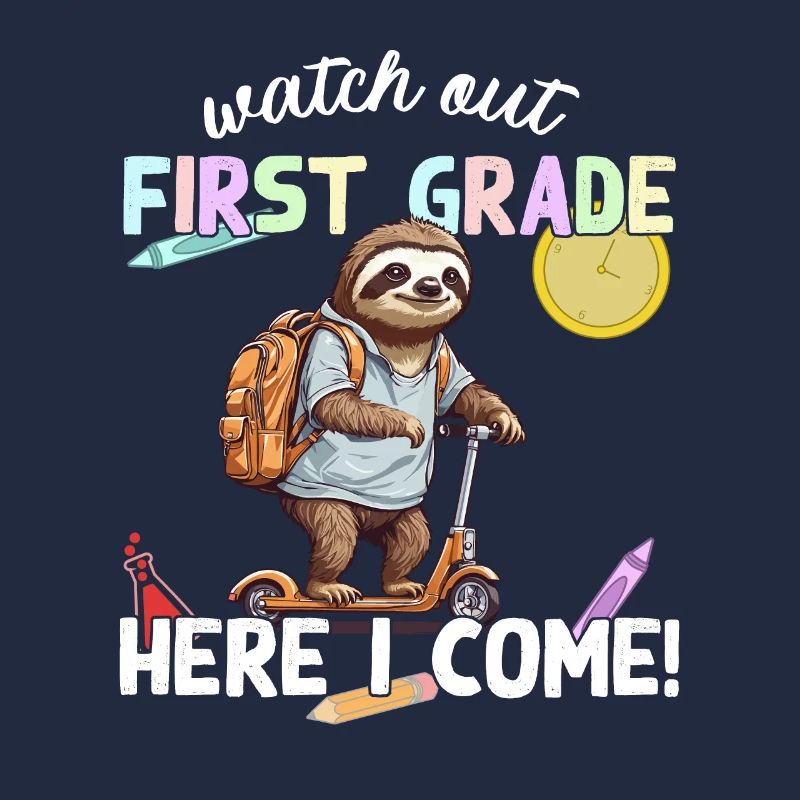 Faultier Schulanfang mit Roller Lustiger Spruch