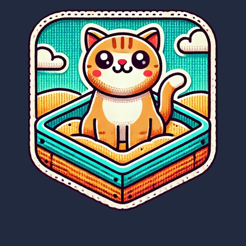 Chat mignon assis dans le bac à sable