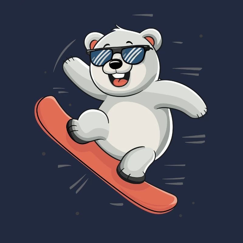 Cooler Eisbär Snowboarden Abenteuer
