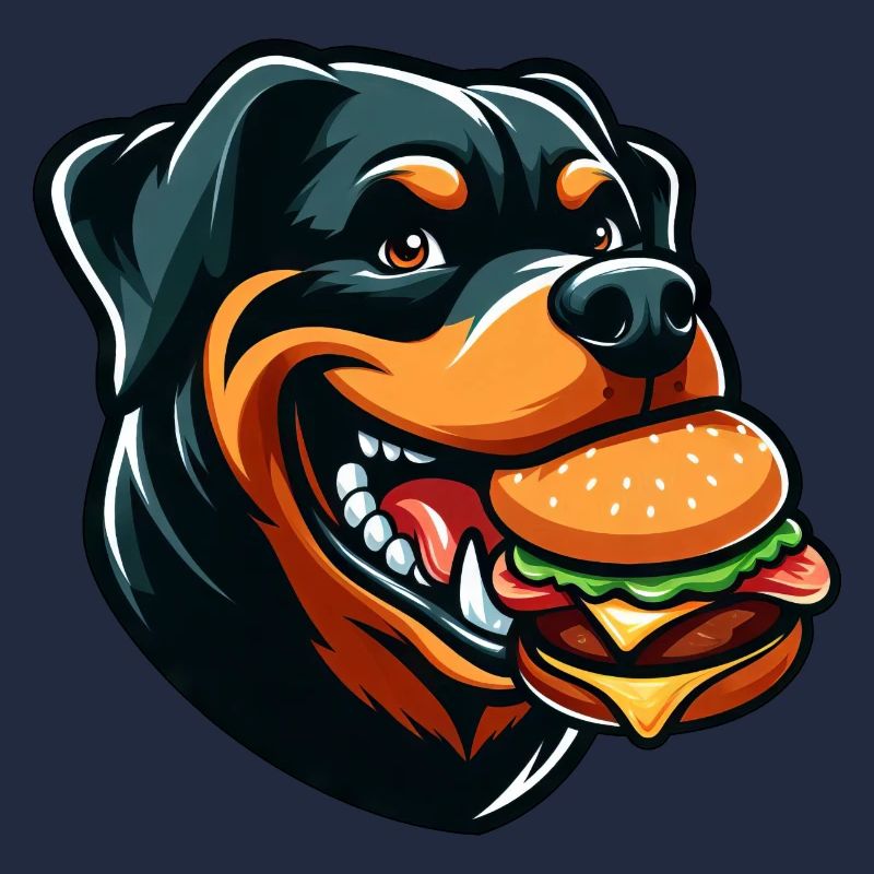 Drôle Rottweiler Hamburger Cheeseburger Rapide Fo