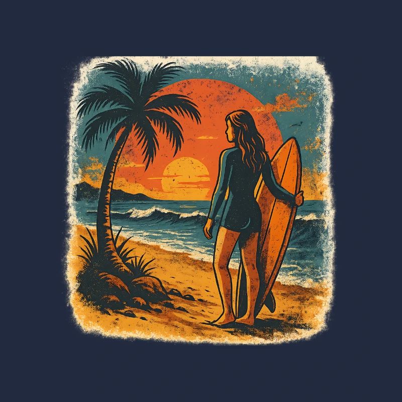 Surfeuse Plage Coucher de soleil