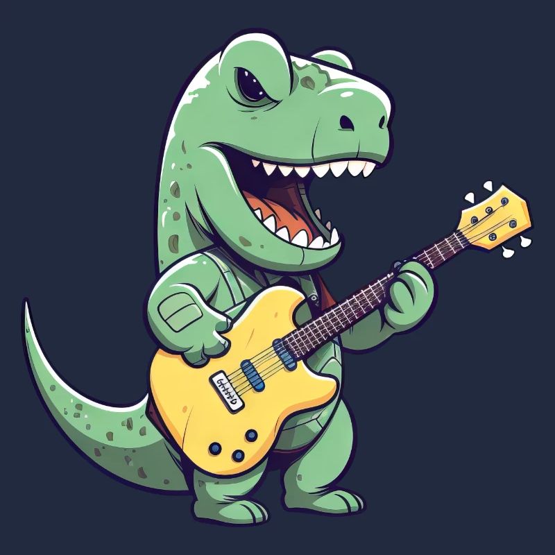Trex Dinosaurier mit Elektrischer Gitarre