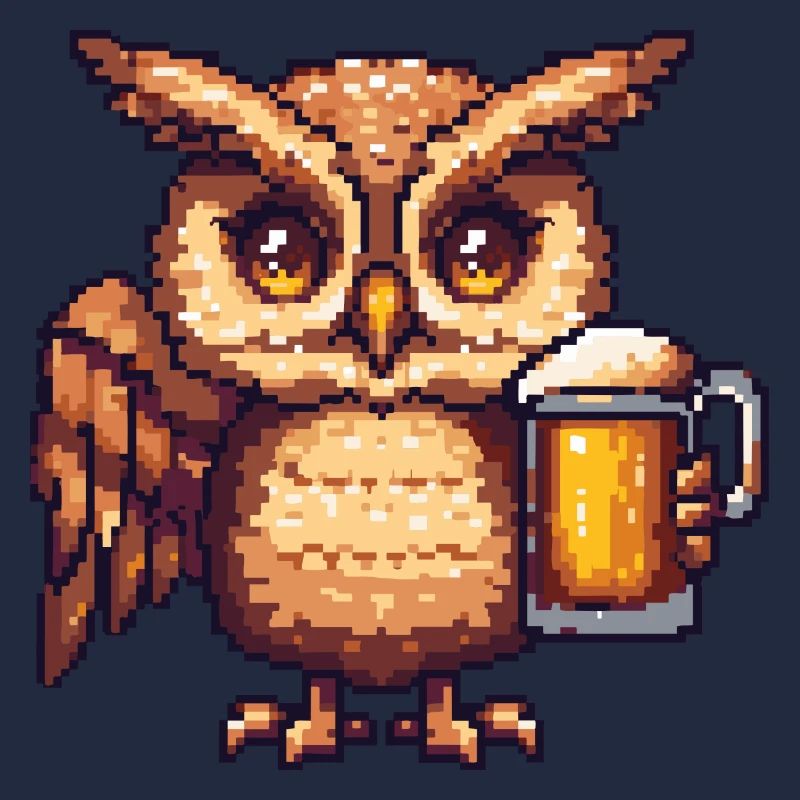Eule Bier Pixel