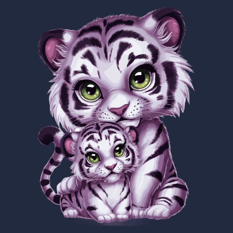 Weißer Tiger mit Tiger Mutter