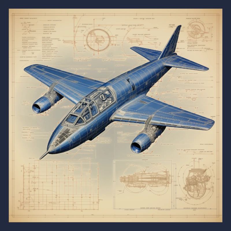 Blaupause eines Düsenflugzeugs