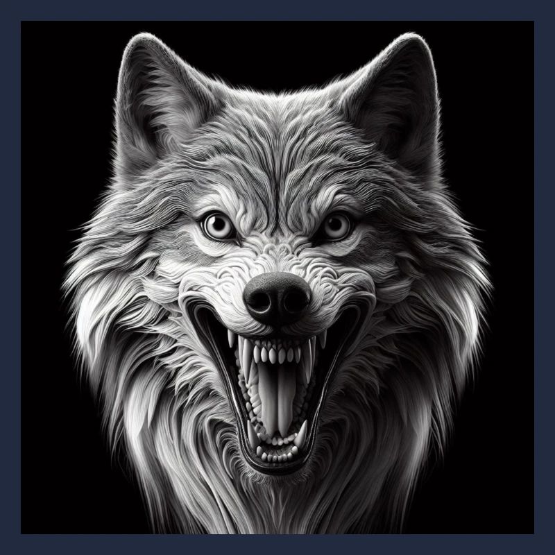 Wolf Hyperrealismus 3 D Grau auf schwarz