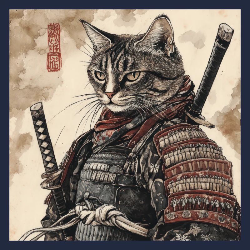 Katze Samurai Japan Ukiyo-E