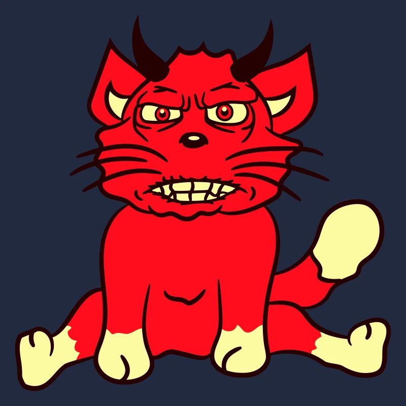 Demon Monster Cat Halloween Horror Devil Horns