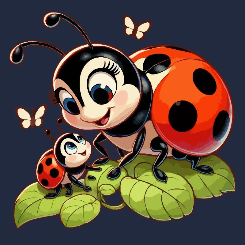La mère coccinelle joue avec l’enfant