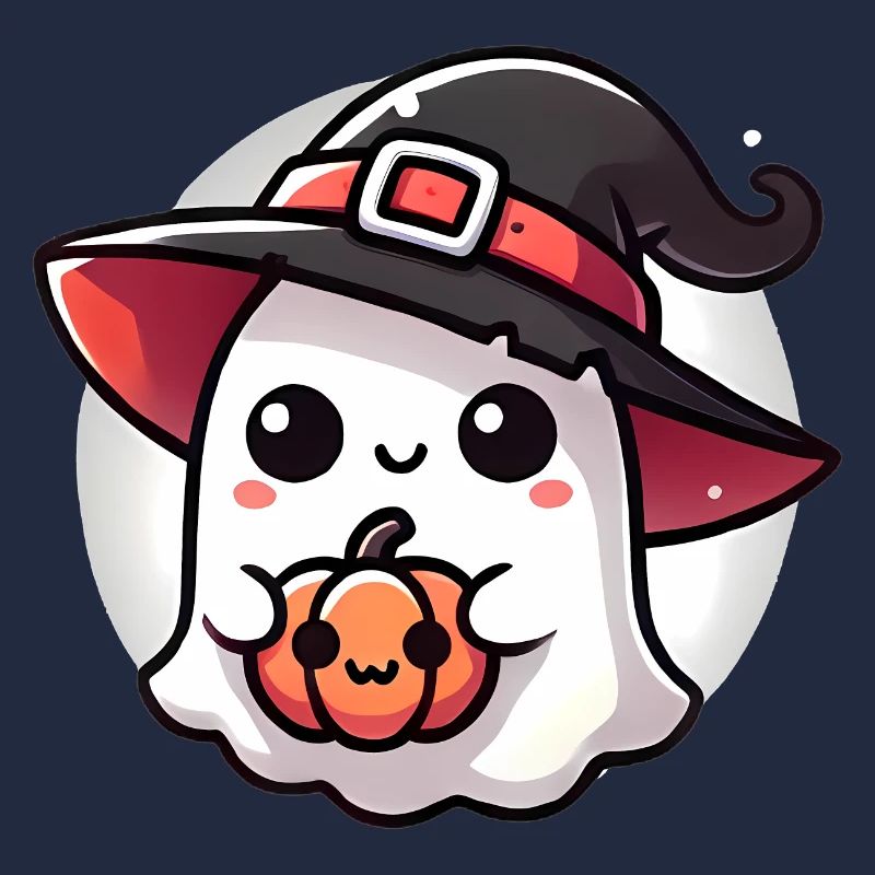 Fantôme d’Halloween mignon avec chapeau de sorcière