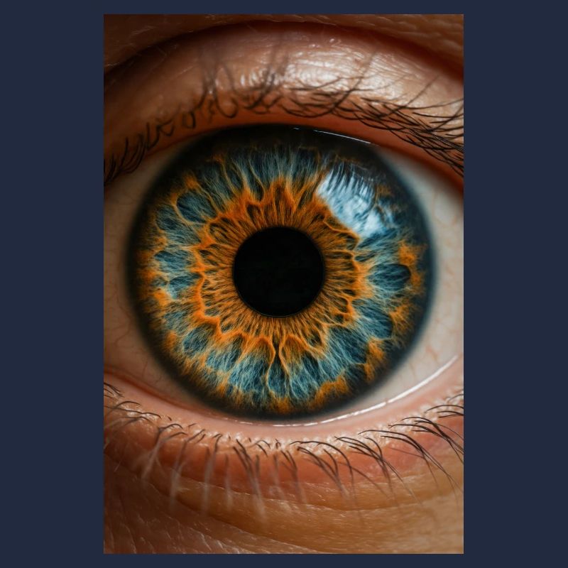 Fiery Blue Iris Close-Up