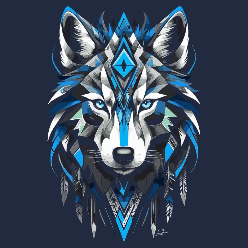 Blauer geometrischer Wolf