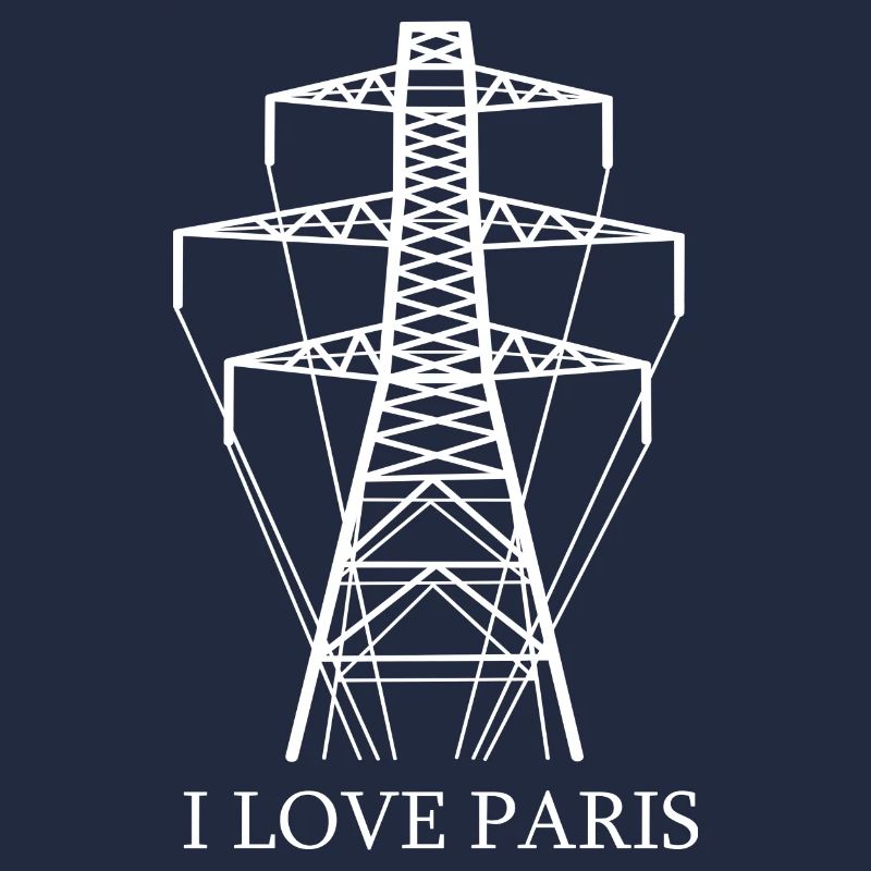 Strommast als Eiffelturm "I Love Paris" Satire