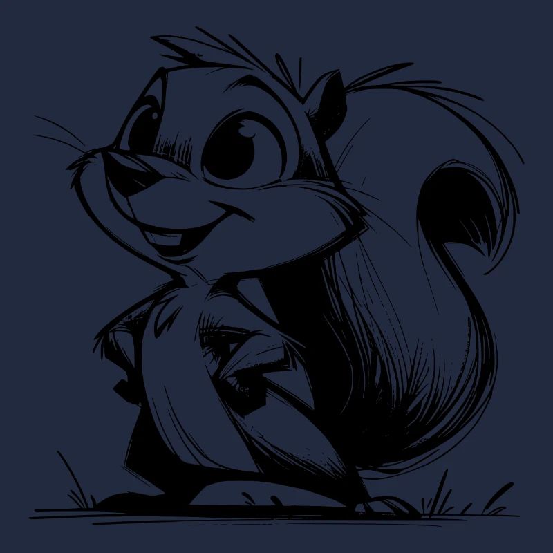 Putziges Eichhörnchen Bleistift Zeichnung