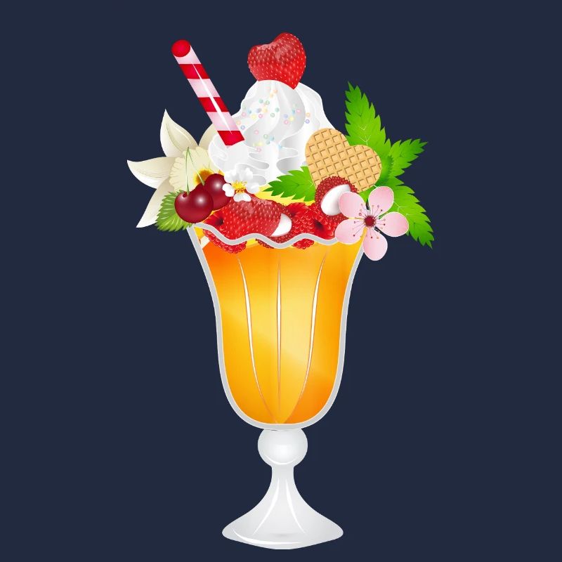 Fruchtiger Eisbecher mit Sahne und Waffel