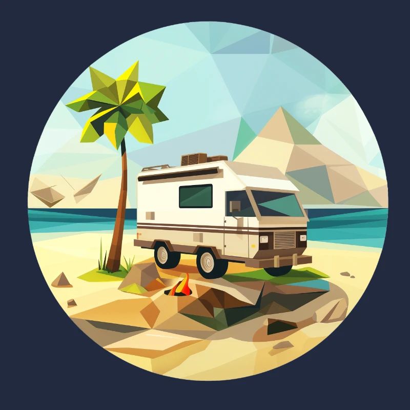 Camping à l’ancienne – Moderne dans un look low poly