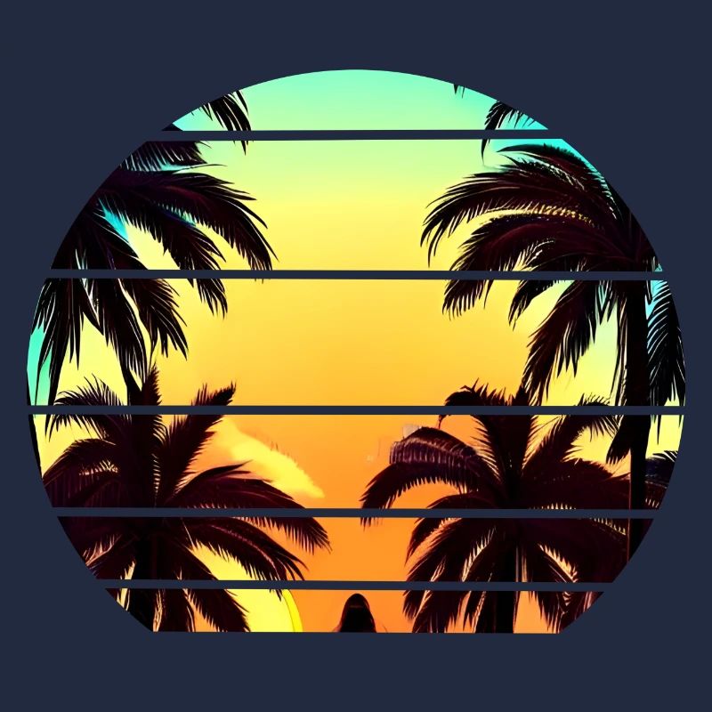 Sunset under palm trees