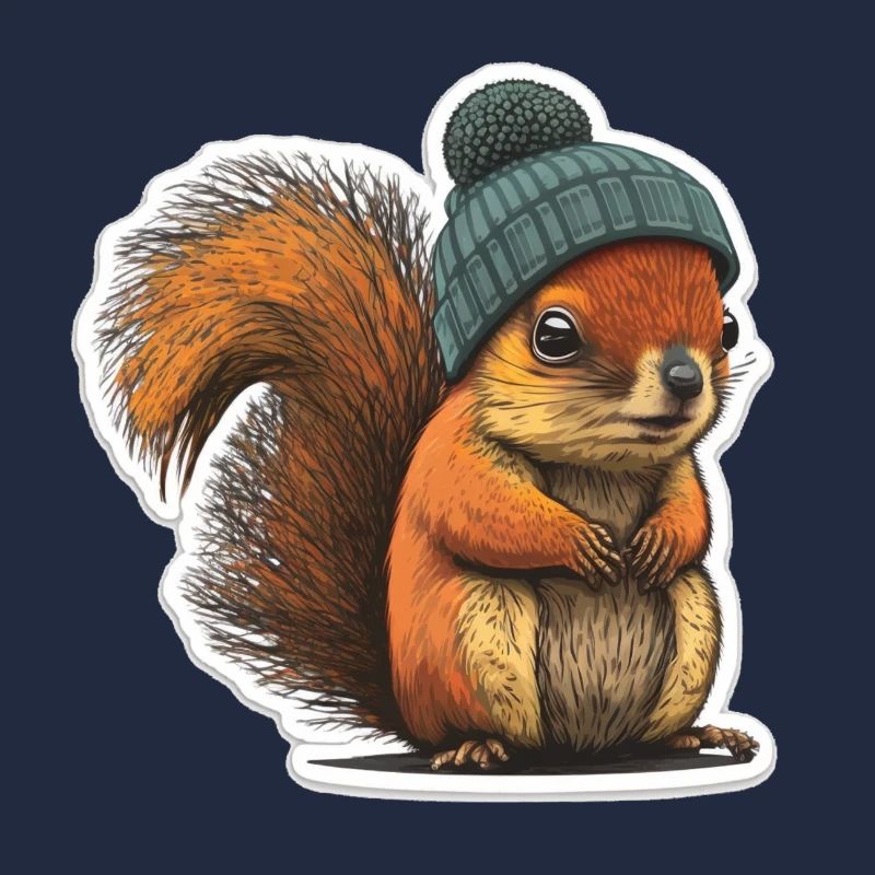 Squirrel with beanie
