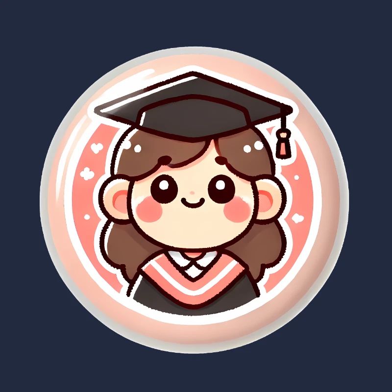 Conception de badge de dessin animé de graduation