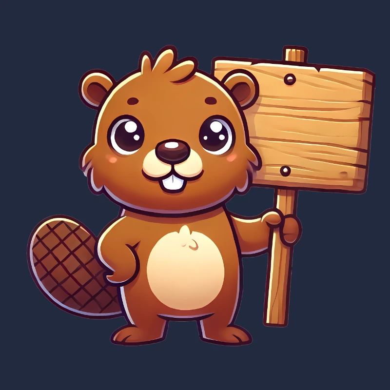 Adorable castor avec conception de panneau vierge