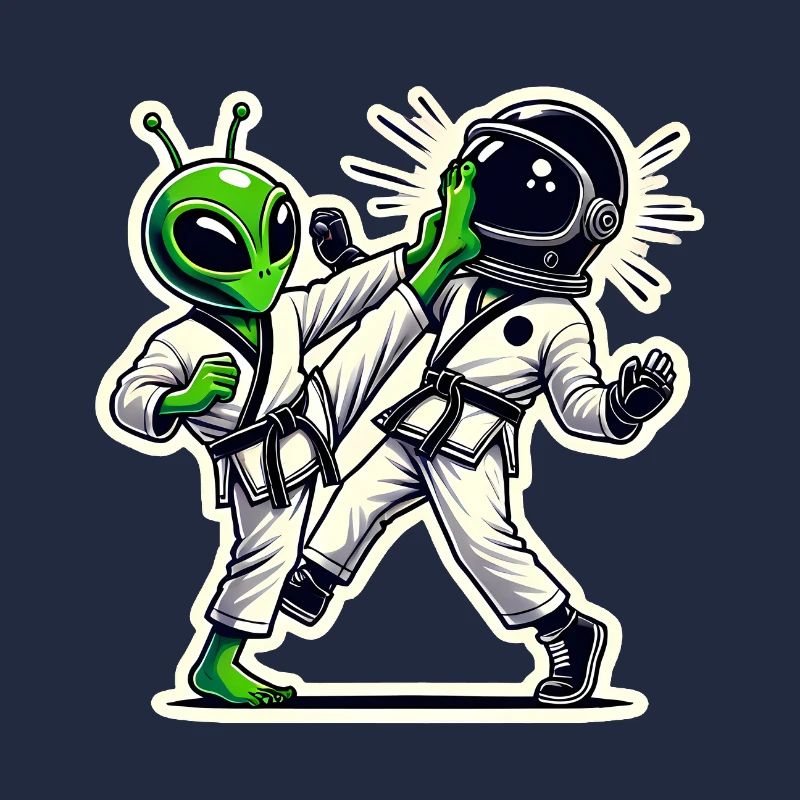 Bataille de karaté Alien vs Astronaute