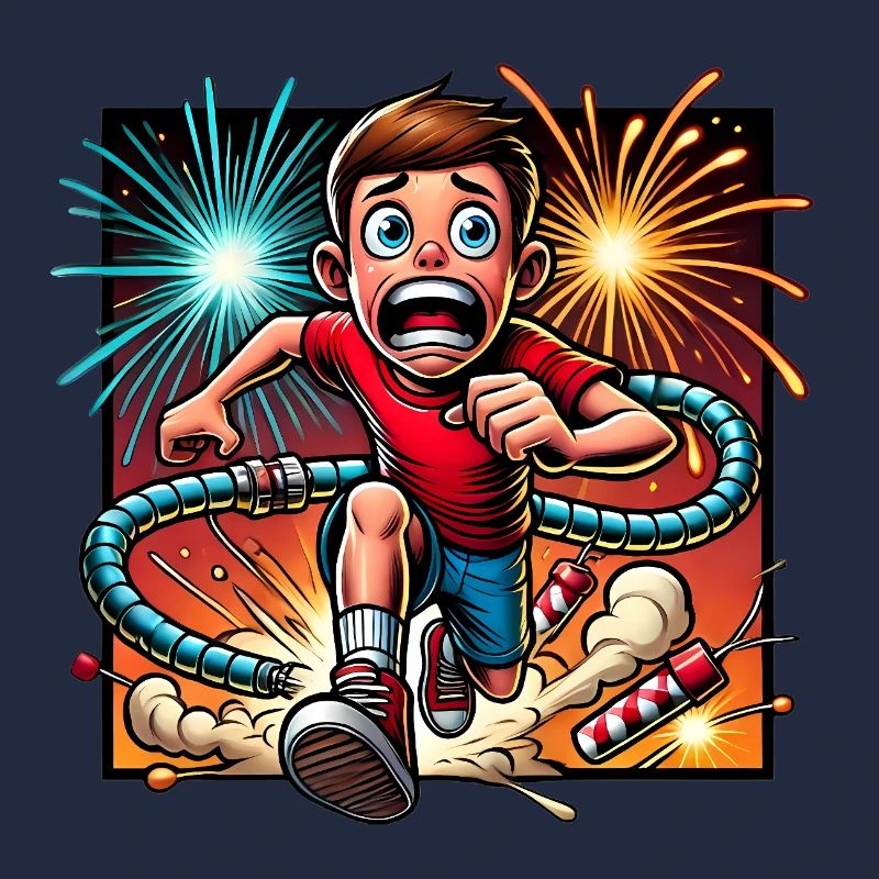 Funny Firework Escape Cartoon Design