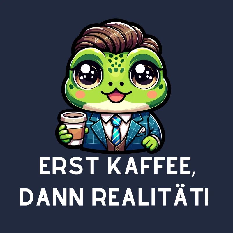 Frosch mit witzigen Kaffee Spruch