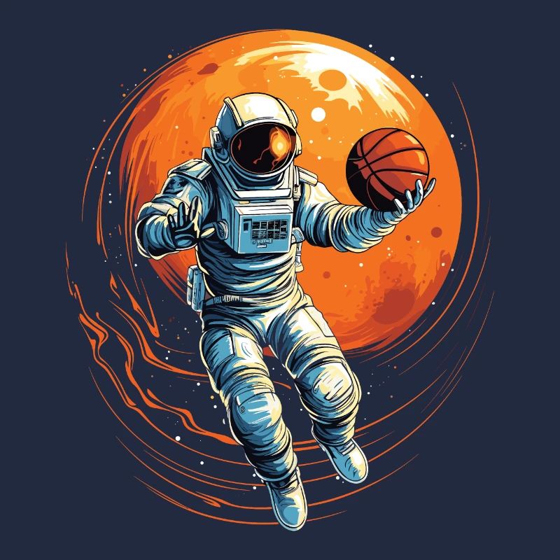 Astronaute basketteur dans l’espace, illustration de bande dessinée