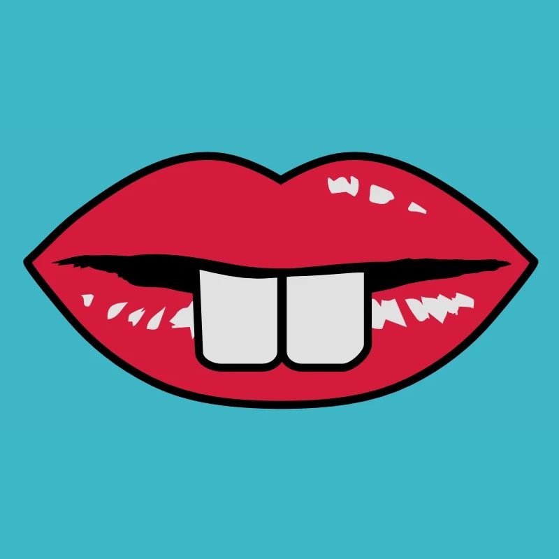 Une bouche rouge avec des dents proéminentes
