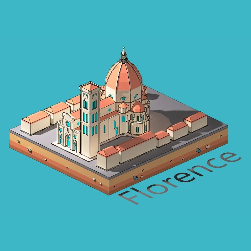 Geometric low poly Florence Cathedral
