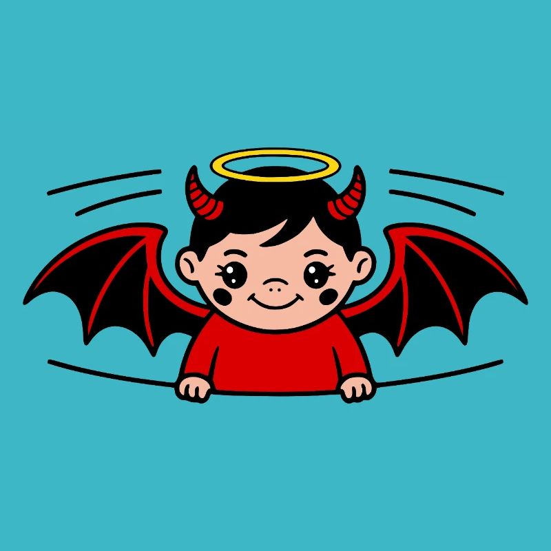 Devil Angel Bébé Enfant Halo Cornes Ailes