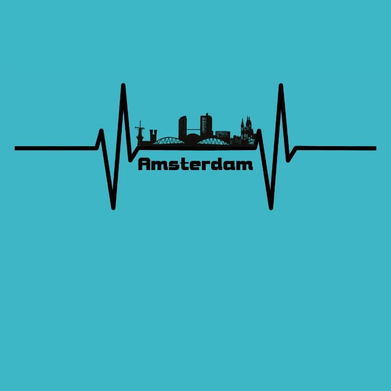 Herzschlag mit Skyline Amsterdam