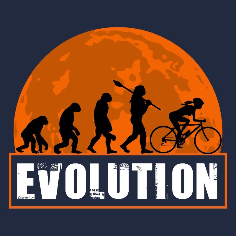 Evolution des Mannes, Radfahren, Radfahrer, Mädchenradfahrer, Fahrt