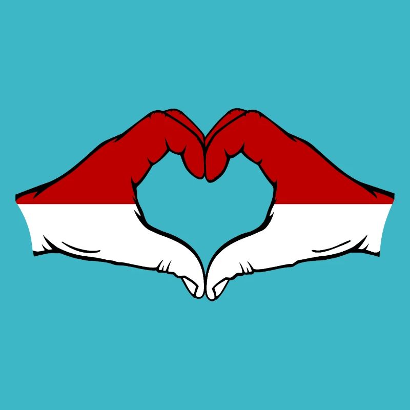 Drapeau de Monaco Indonésie main forme coeur