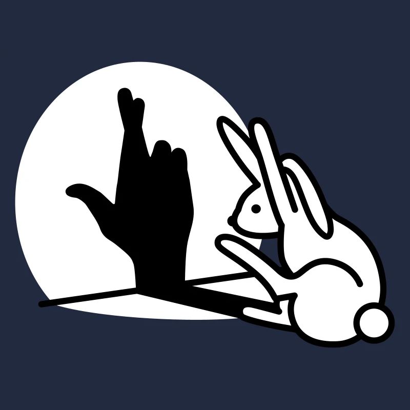 Funny rabbit hand shadow crossing fingers