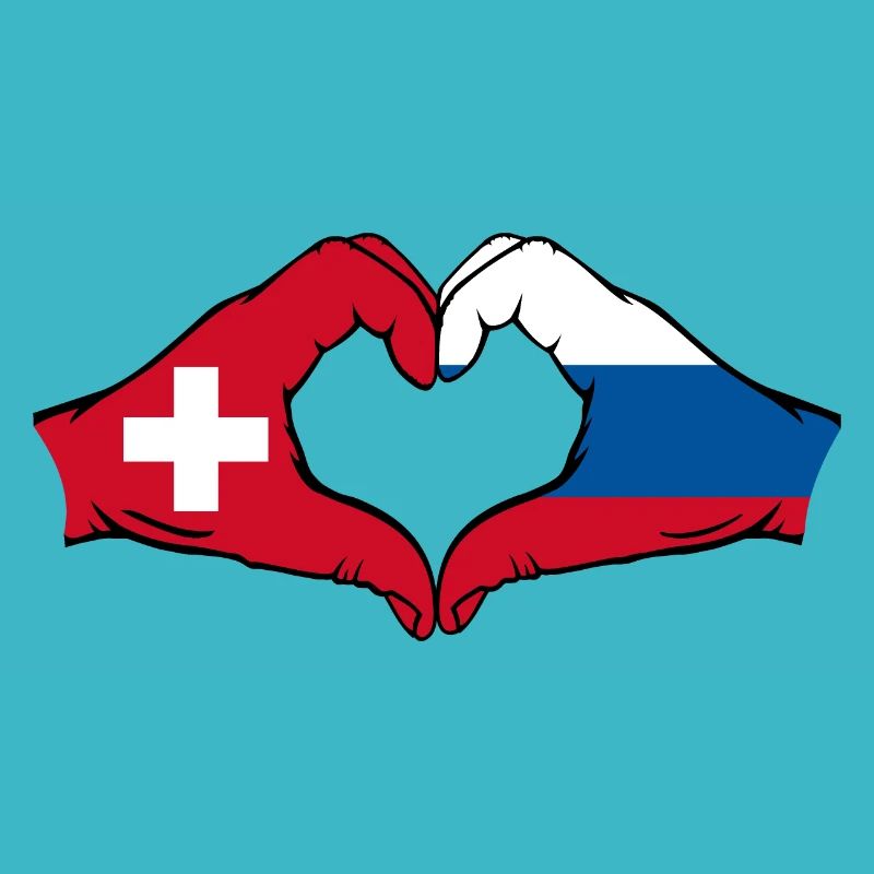 Suisse Russie Drapeau Aiguilles Forme De Coeur