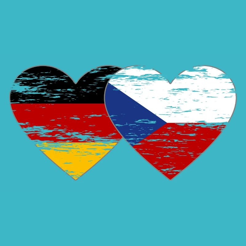 Allemagne République tchèque Drapeau coeur Drapeau utilisé