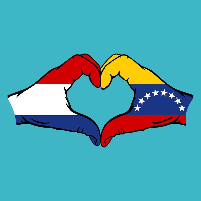 Holland Venezuela Flag Hands Heart Shape