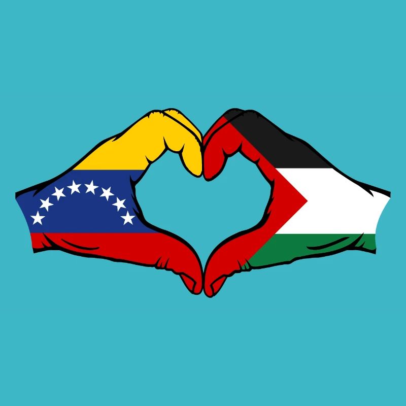 Venezuela Palestine drapeau mains forme de coeur