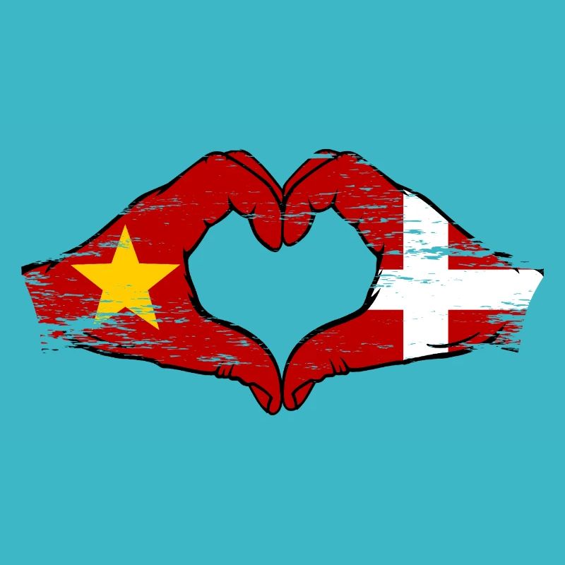 Vietnam Danemark drapeau mains forme de coeur utilisé