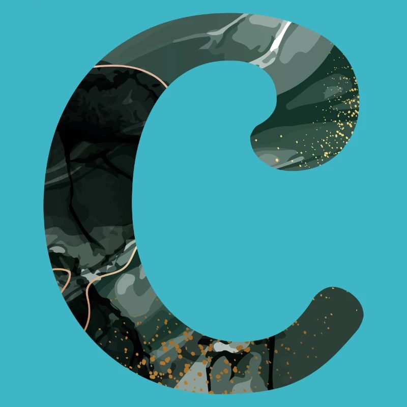 Green marbled letter c