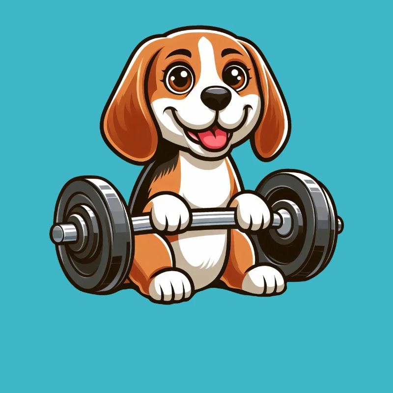 Beagle with dumbbell fitness training