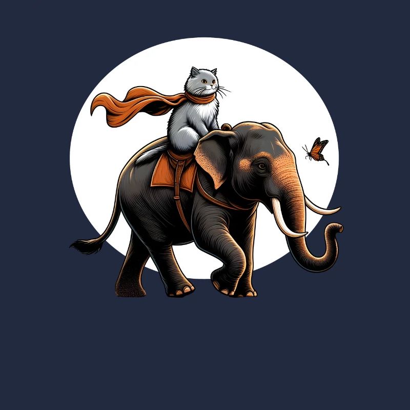 Proud cat riding elephant