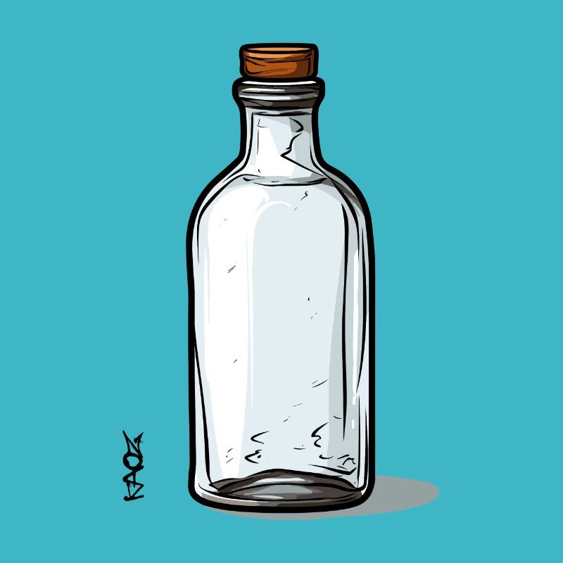 Empty Glass Bottle Motif, Bottle Is Empty